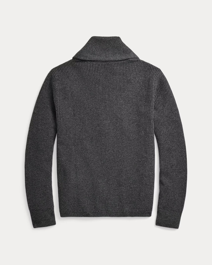 RRL Waffle-Knit Cashmere Cardigan - Dark Grey Heather