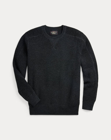 RRL Waffle-Knit Cotton-Wool Sweater - Black Heather