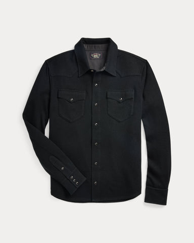 RRL Wool-Cashmere Western Shirt Sweater - Black