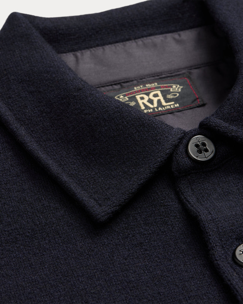 RRL Birdseye Jacquard Wool Workshirt Sweater - Navy