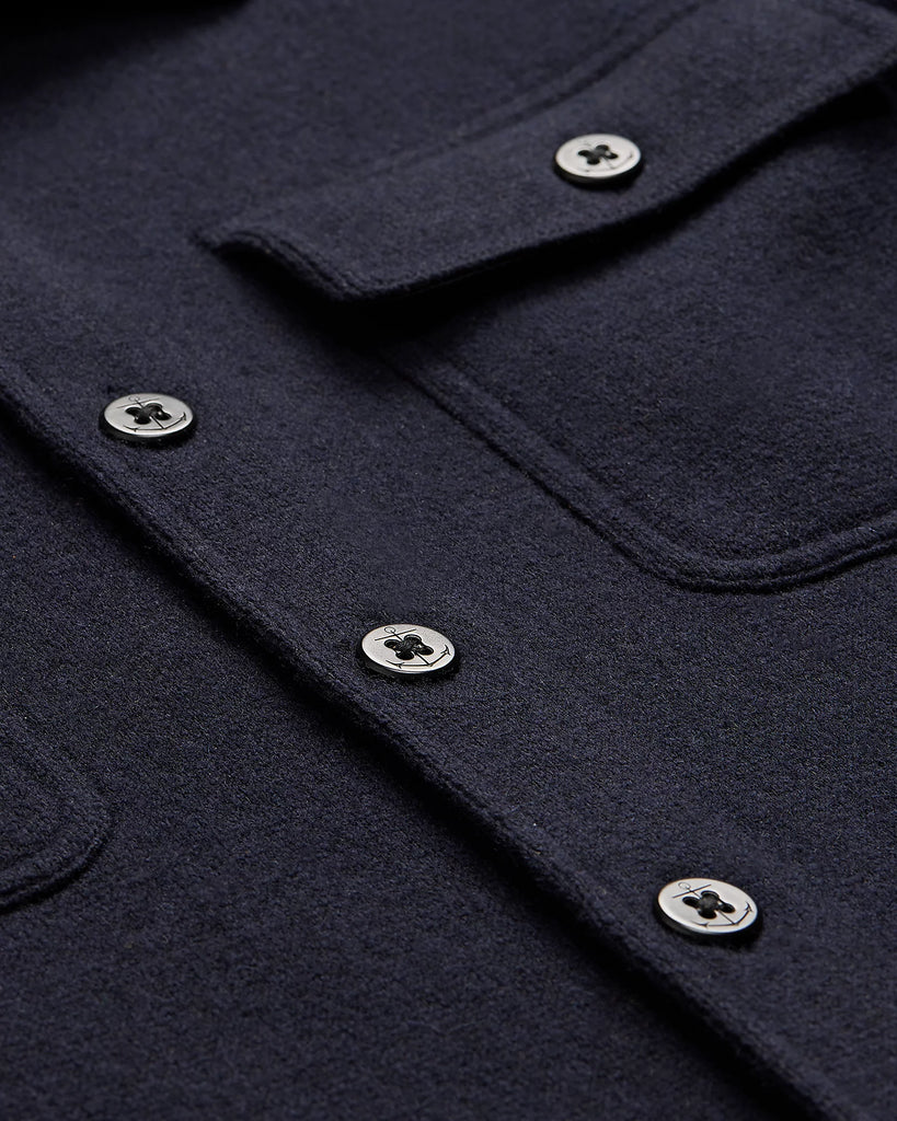 RRL Birdseye Jacquard Wool Workshirt Sweater - Navy