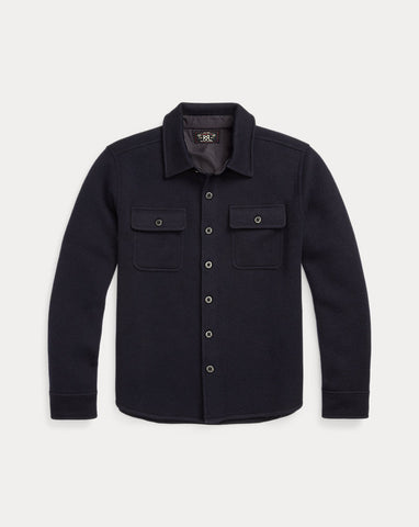 RRL Birdseye Jacquard Wool Workshirt Sweater - Navy