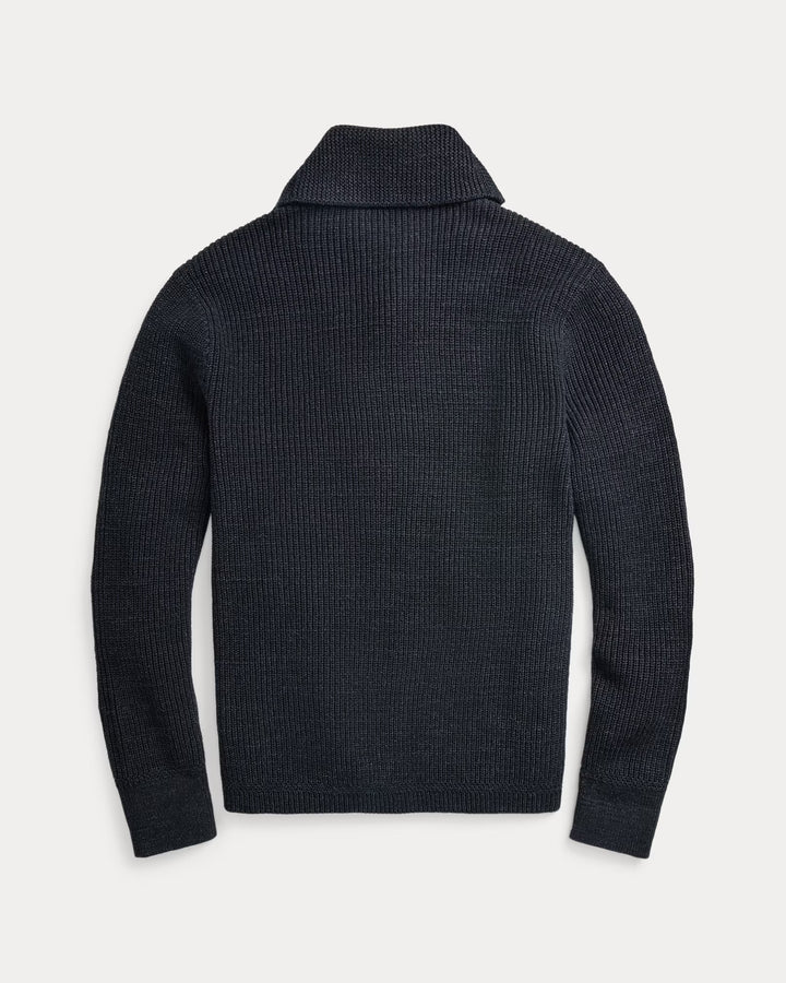 RRL Cotton Shawl-Collar Cardigan - Dark Navy Heather
