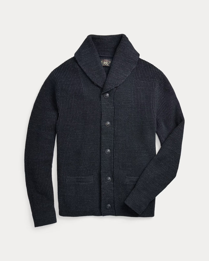 RRL Cotton Shawl-Collar Cardigan - Dark Navy Heather