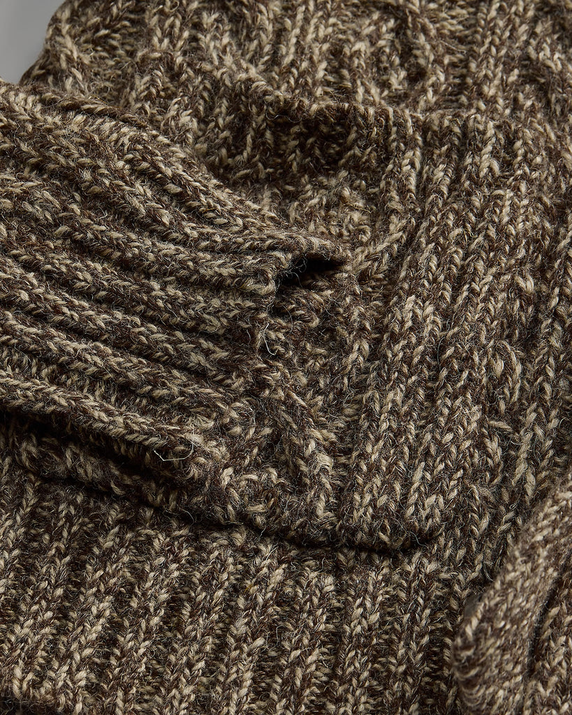 RRL Marled Aran-Knit Shawl Cardigan - Brown/Cream Marl