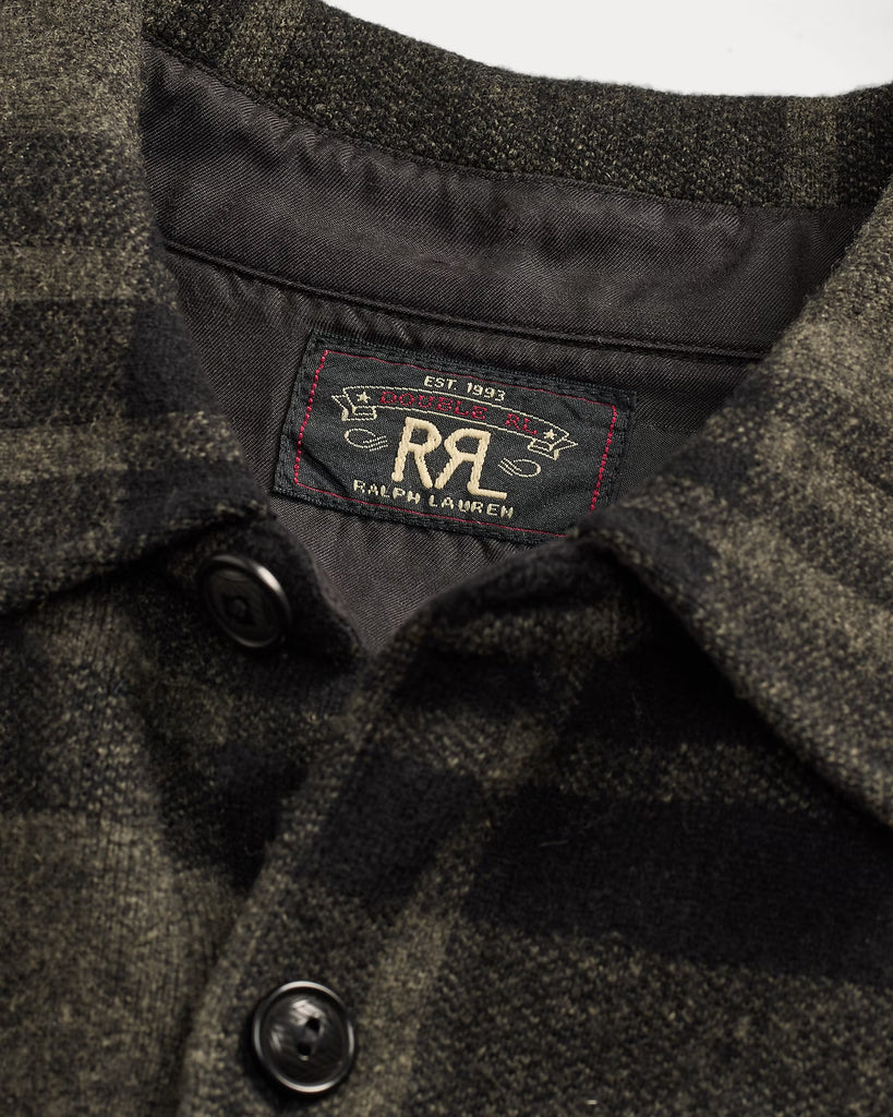 RRL Plaid Wool Jacquard Workshirt Sweater - Black/Grey Multi