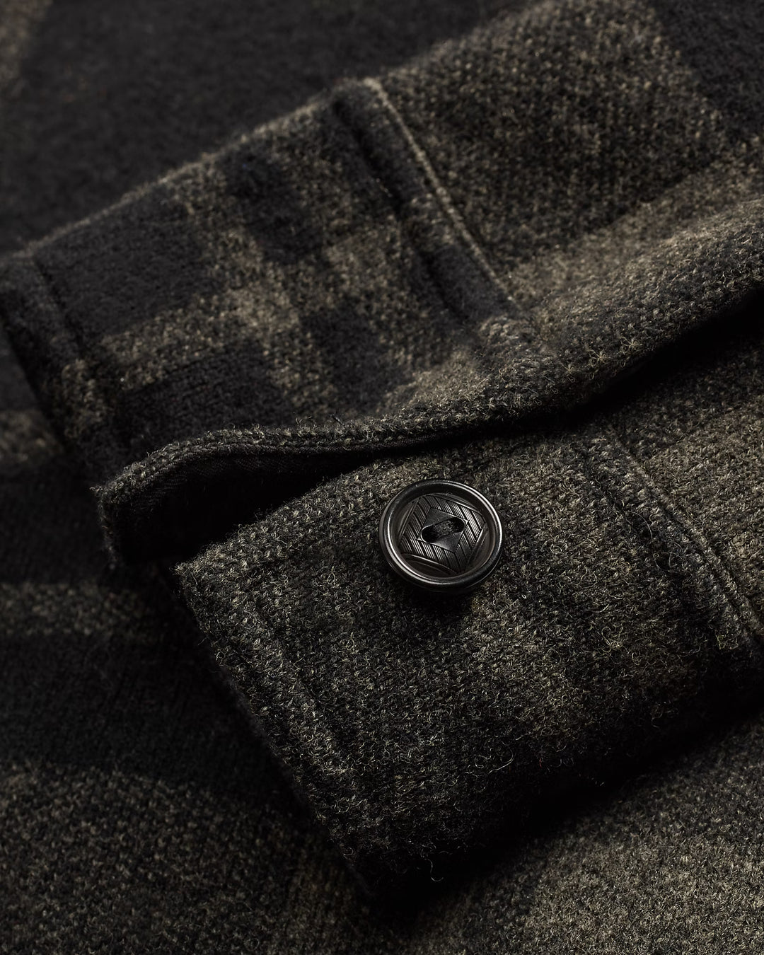 RRL Plaid Wool Jacquard Workshirt Sweater - Black/Grey Multi