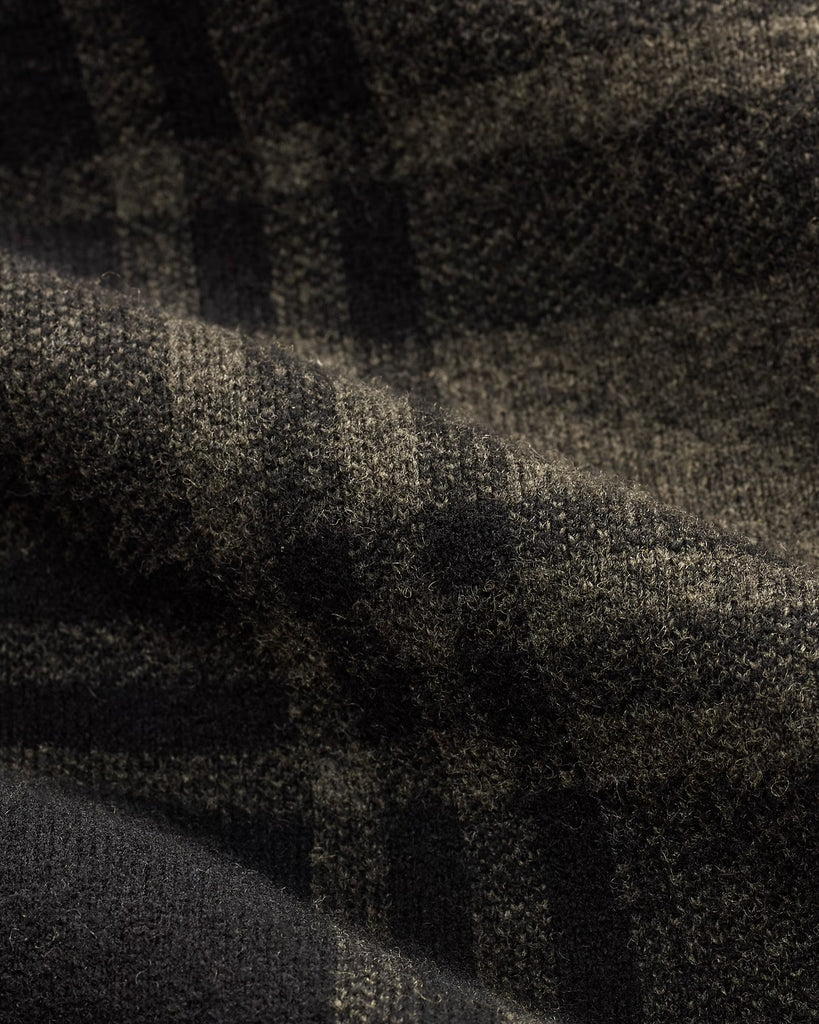 RRL Plaid Wool Jacquard Workshirt Sweater - Black/Grey Multi