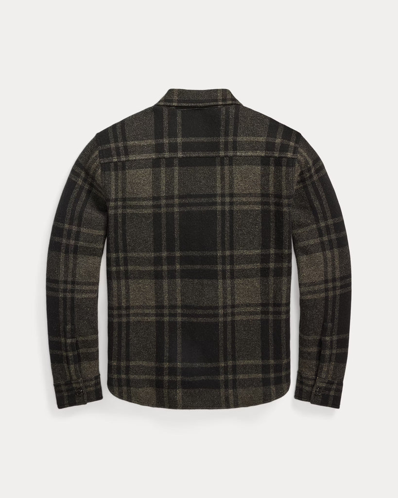 RRL Plaid Wool Jacquard Workshirt Sweater - Black/Grey Multi