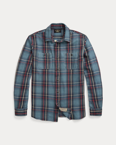 RRL Plaid Twill Workshirt - Blue/Red/Multi Plaid