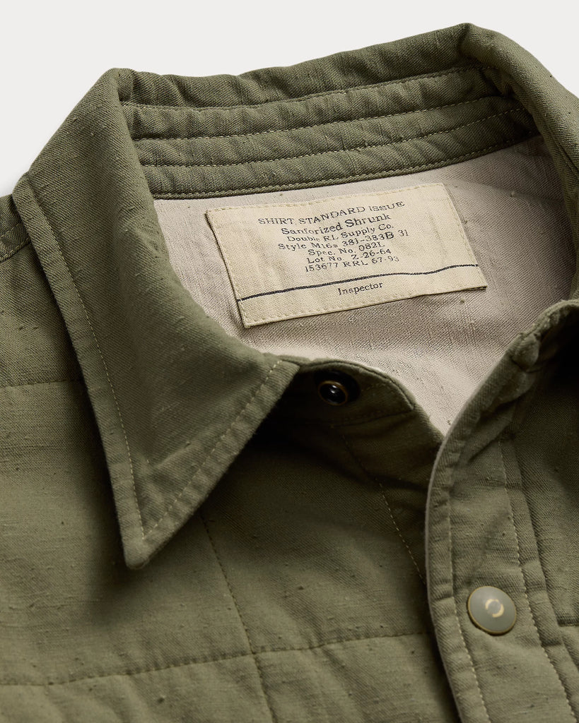 RRL Quilted Twill Shirt Jacket - Olive Drab