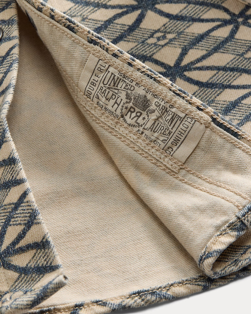 RRL Slim Indigo-Print Denim Western Shirt - Cream/Indigo