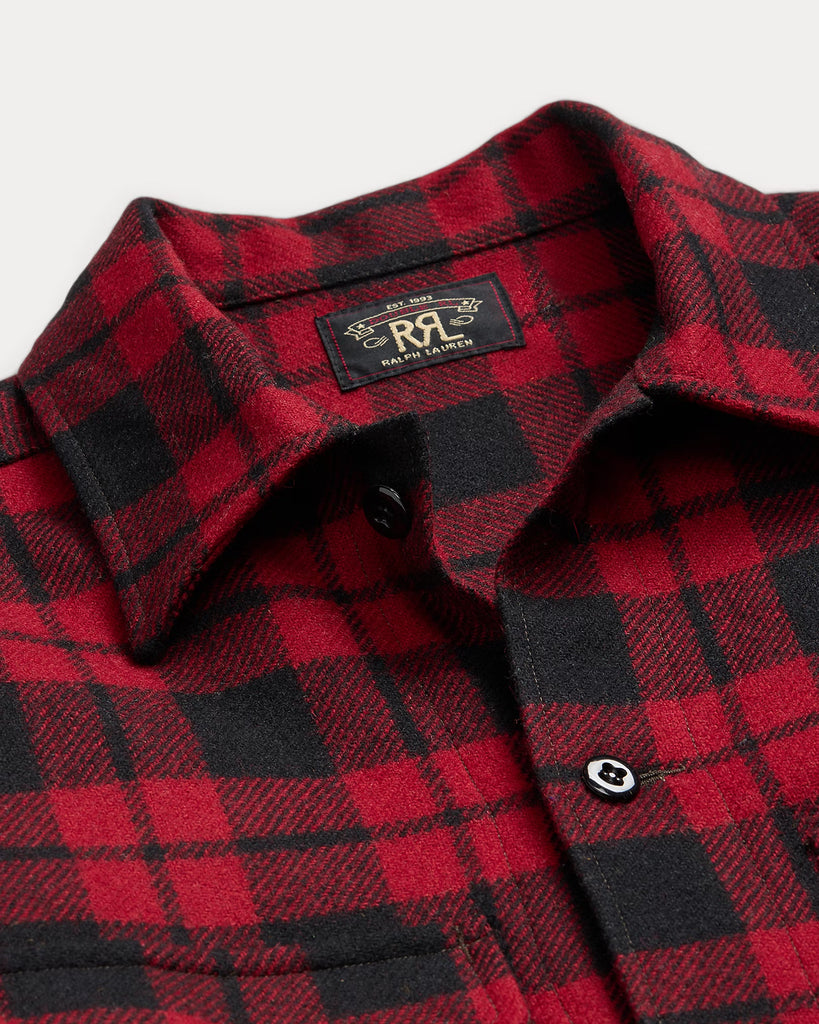 RRL Plaid Wool Twill Overshirt - Red/Black