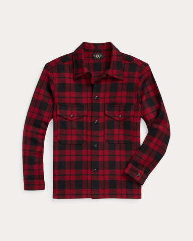 RRL Plaid Wool Twill Overshirt - Red/Black