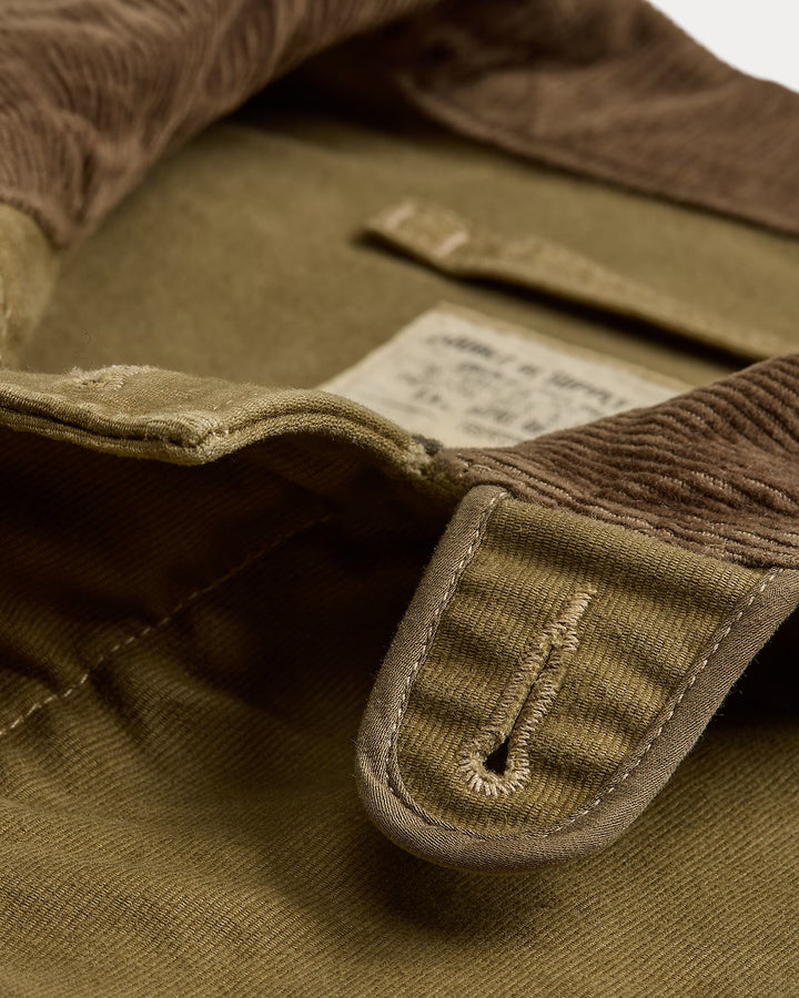 RRL Corduroy-Collar Cotton Deck Jacket - Khaki Drab
