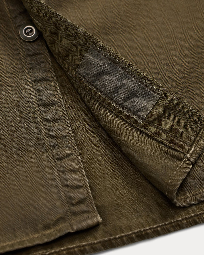 RRL Garment-Dyed Herringbone Twill Workshirt - Dark Olive