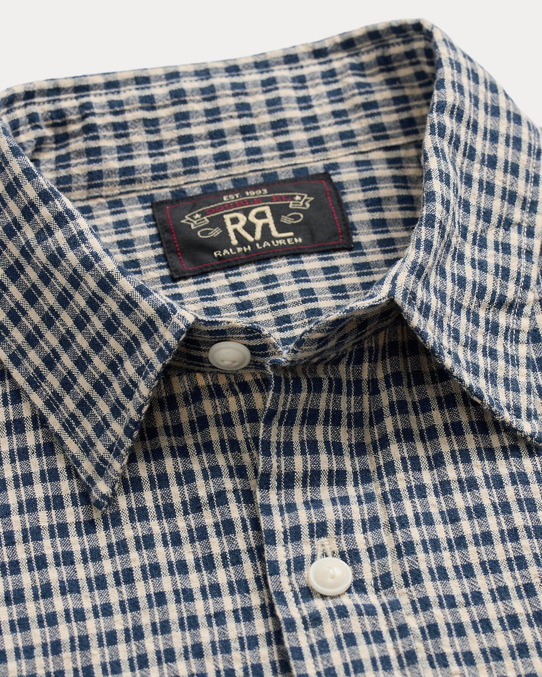 RRL - Indigo Checked Seersucker Workshirt