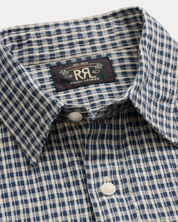 RRL - Indigo Checked Seersucker Workshirt