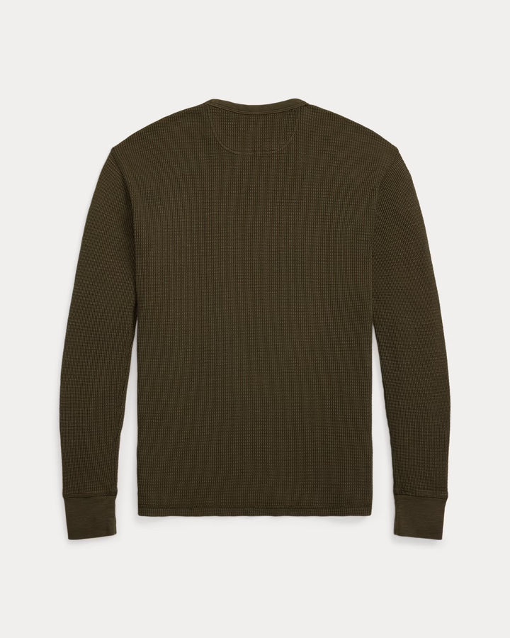 RRL Garment Dyed Waffle Knit Crewneck - Olive Brown