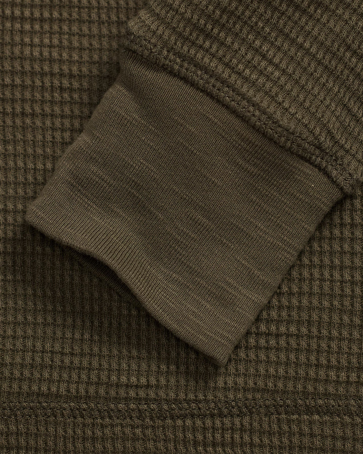 RRL Garment Dyed Waffle Knit Crewneck - Olive Brown