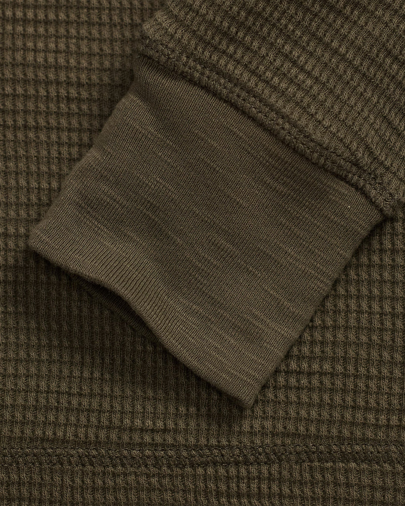 RRL Garment-Dyed Waffle-Knit Crewneck - Olive Brown