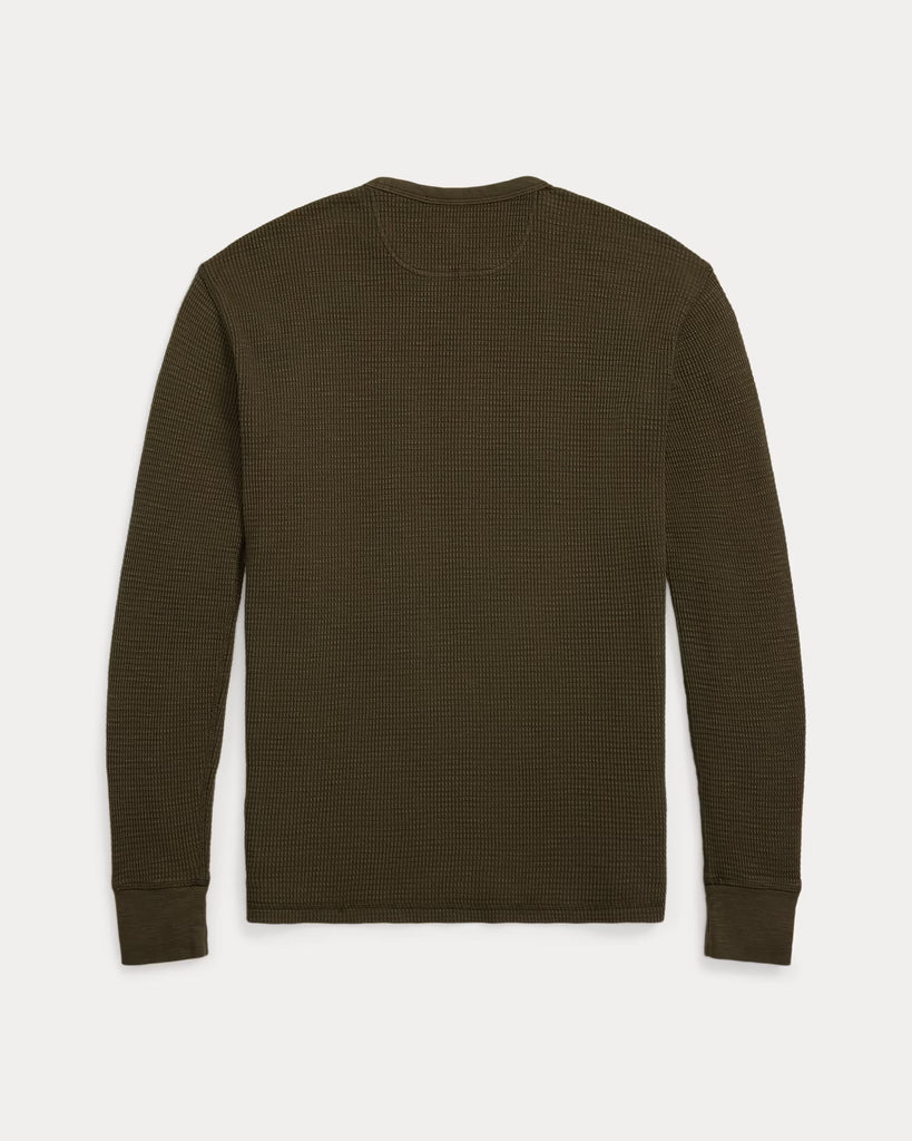 RRL Garment-Dyed Waffle-Knit Crewneck - Olive Brown