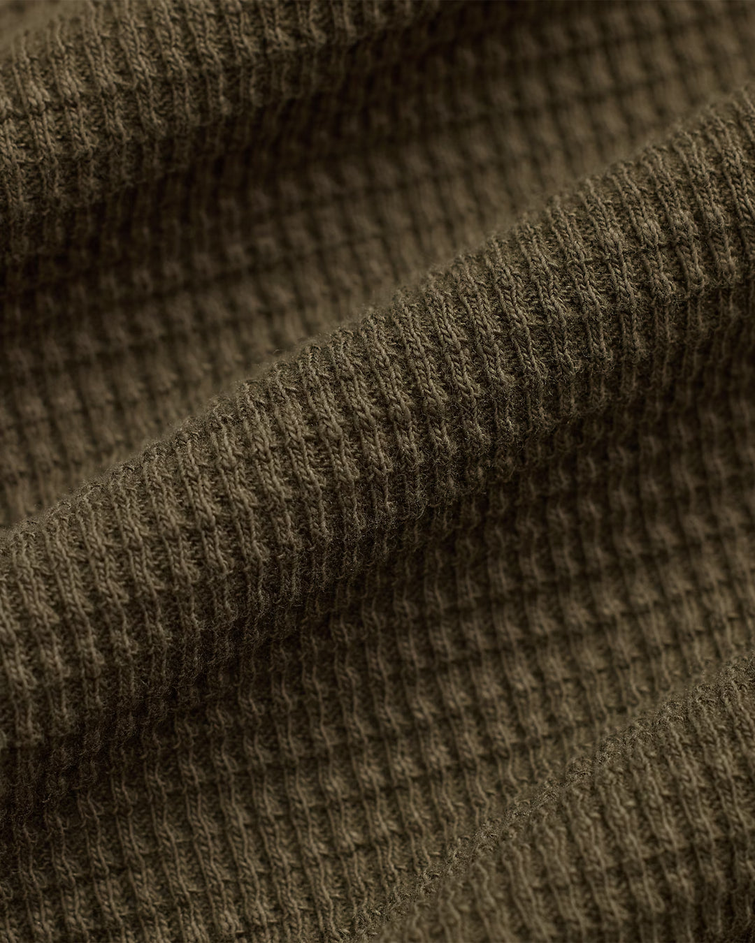 RRL Garment Dyed Waffle Knit Crewneck - Olive Brown
