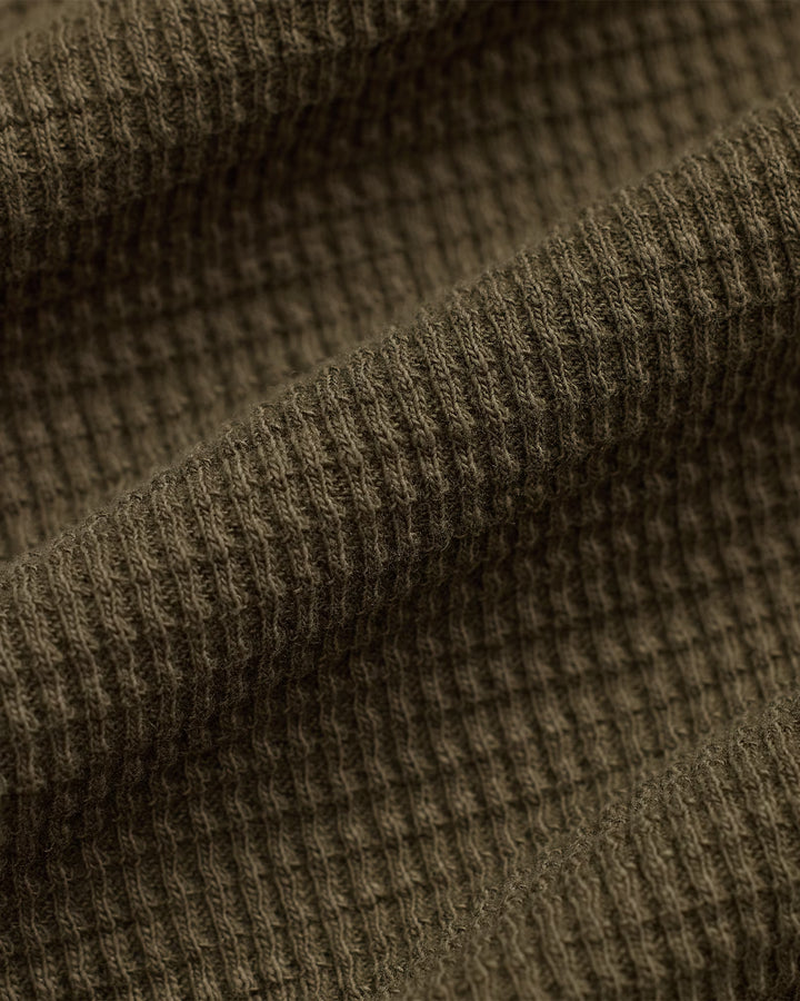 RRL Garment Dyed Waffle Knit Crewneck - Olive Brown