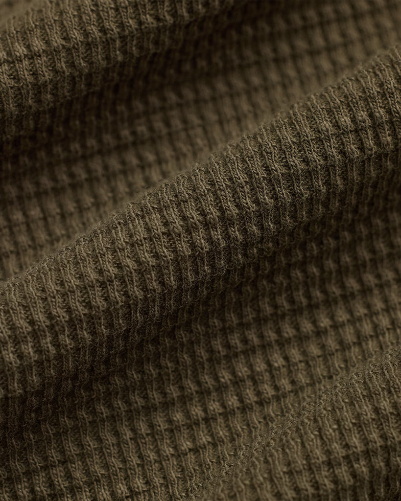 RRL Garment-Dyed Waffle-Knit Crewneck - Olive Brown