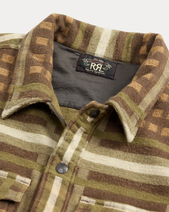 RRL Patterned Jacquard Overshirt - Brown Multi
