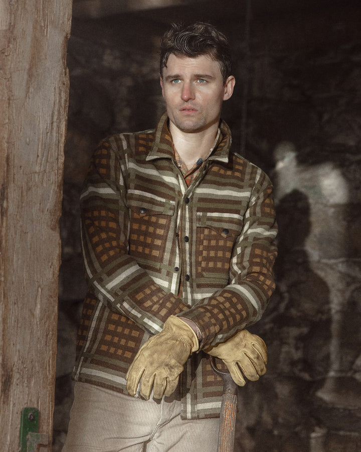 RRL Patterned Jacquard Overshirt - Brown Multi