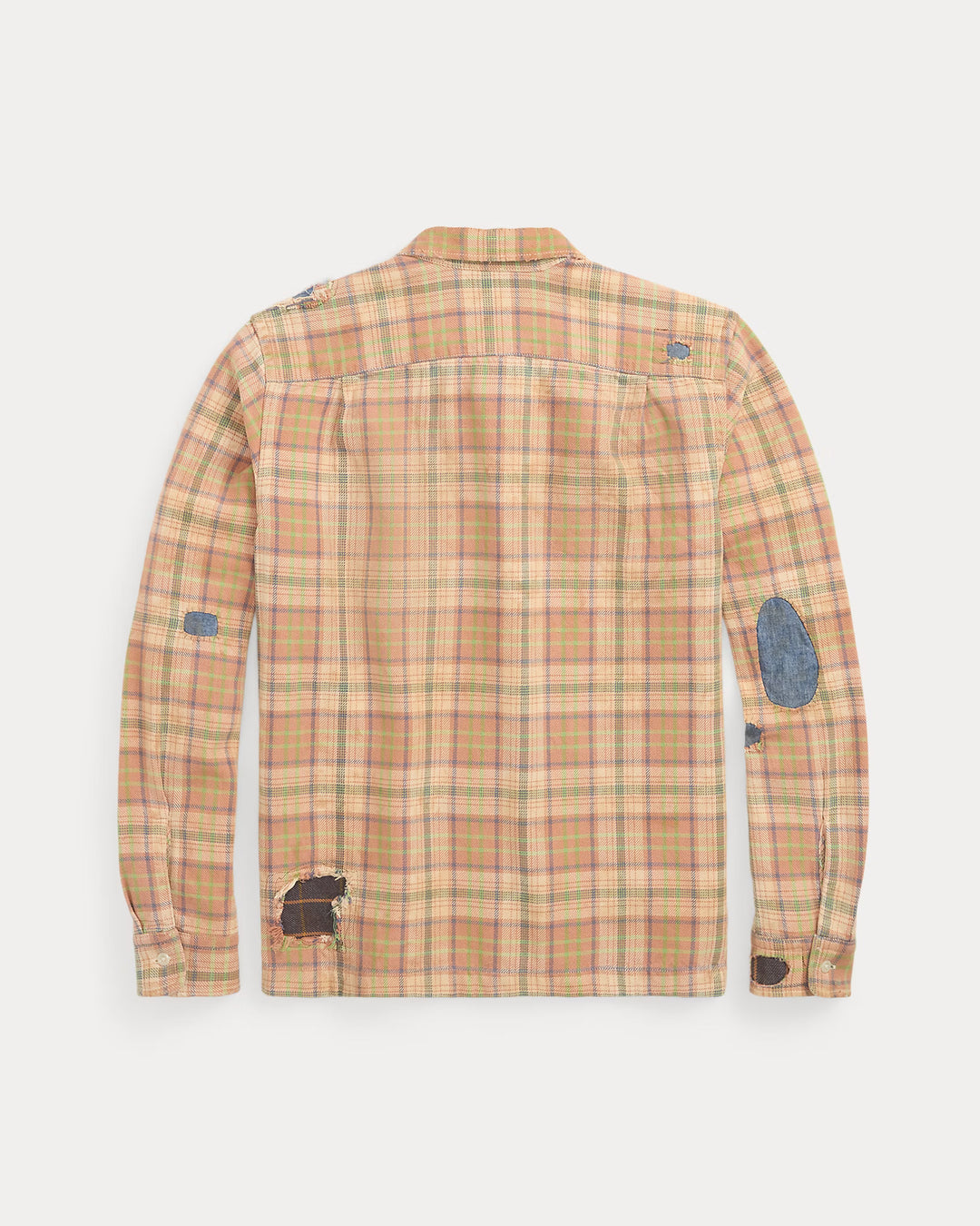 RRL Repaired Plaid Twill Camp Shirt - Orange Multi