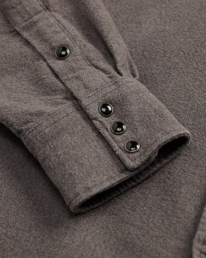 RRL Slim Fit Chamois Western Shirt - Heather Gray