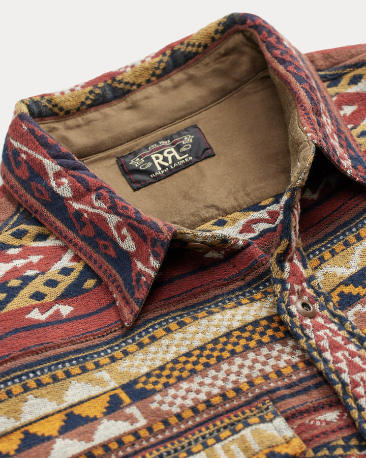 RRL Patchwork Jacquard Workshirt - Red Multi