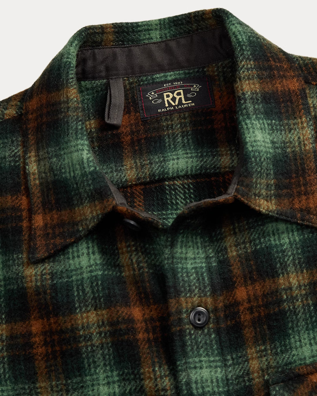 RRL Plaid Wool Twill Overshirt - Green Multi