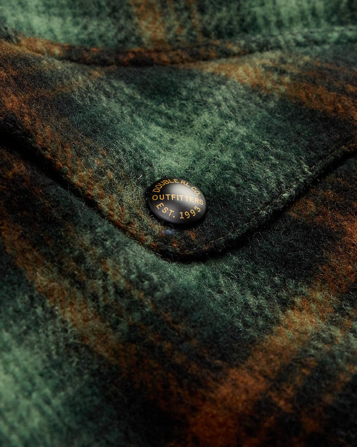 RRL Plaid Wool Twill Overshirt - Green Multi