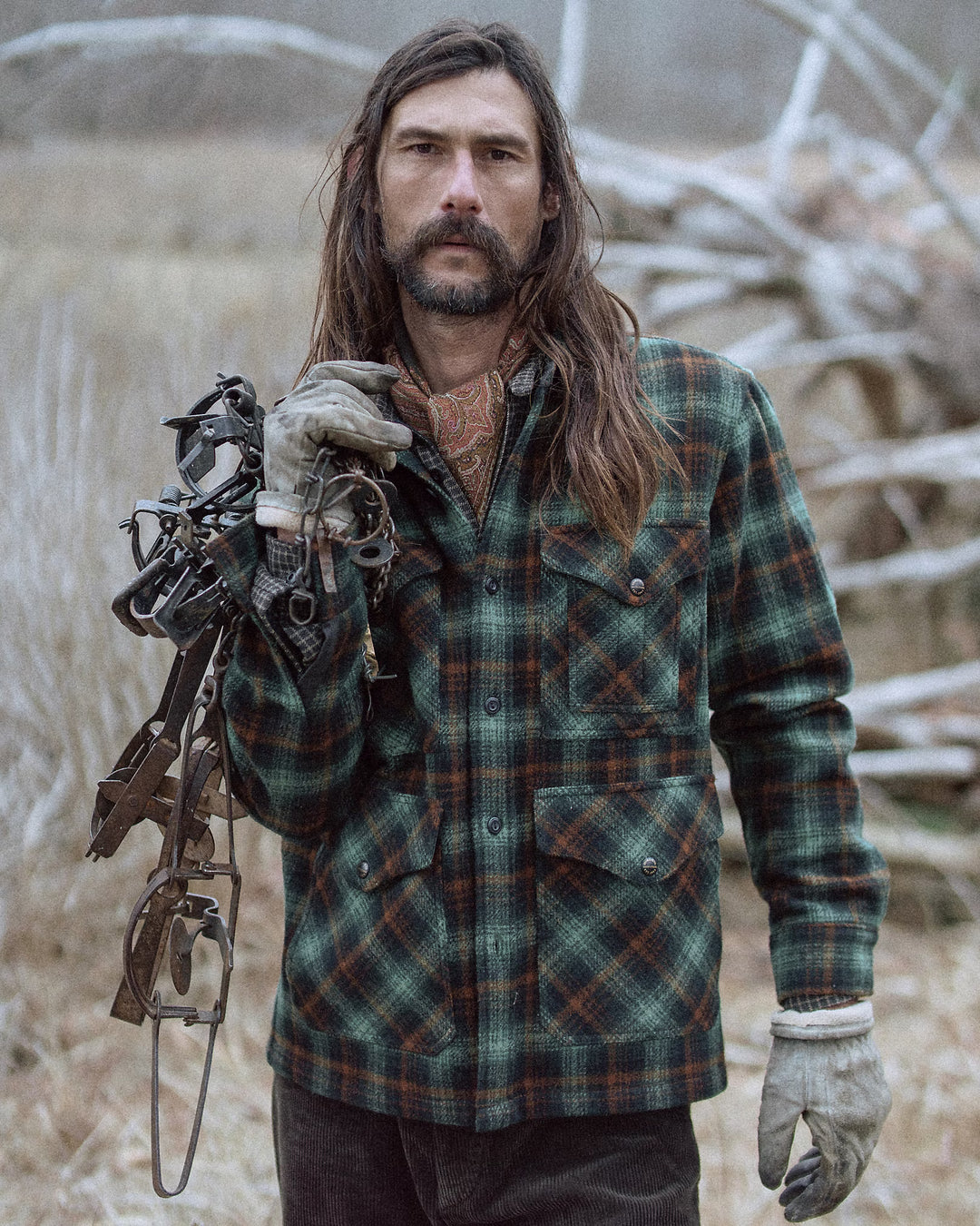 RRL Plaid Wool Twill Overshirt - Green Multi