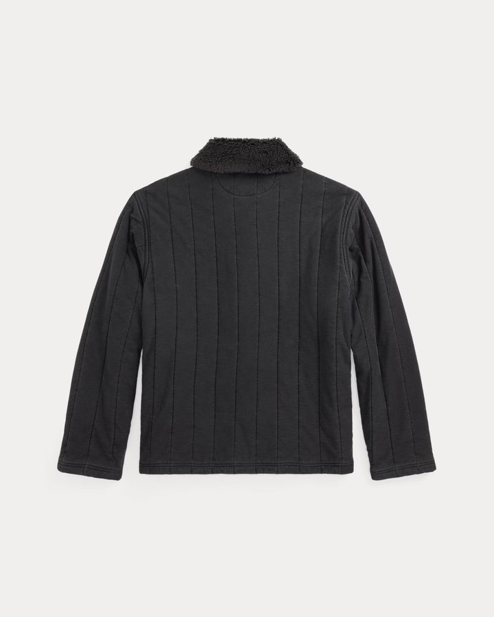 RRL Fleece-Collar Quilted Jersey Jacket - Faded Black