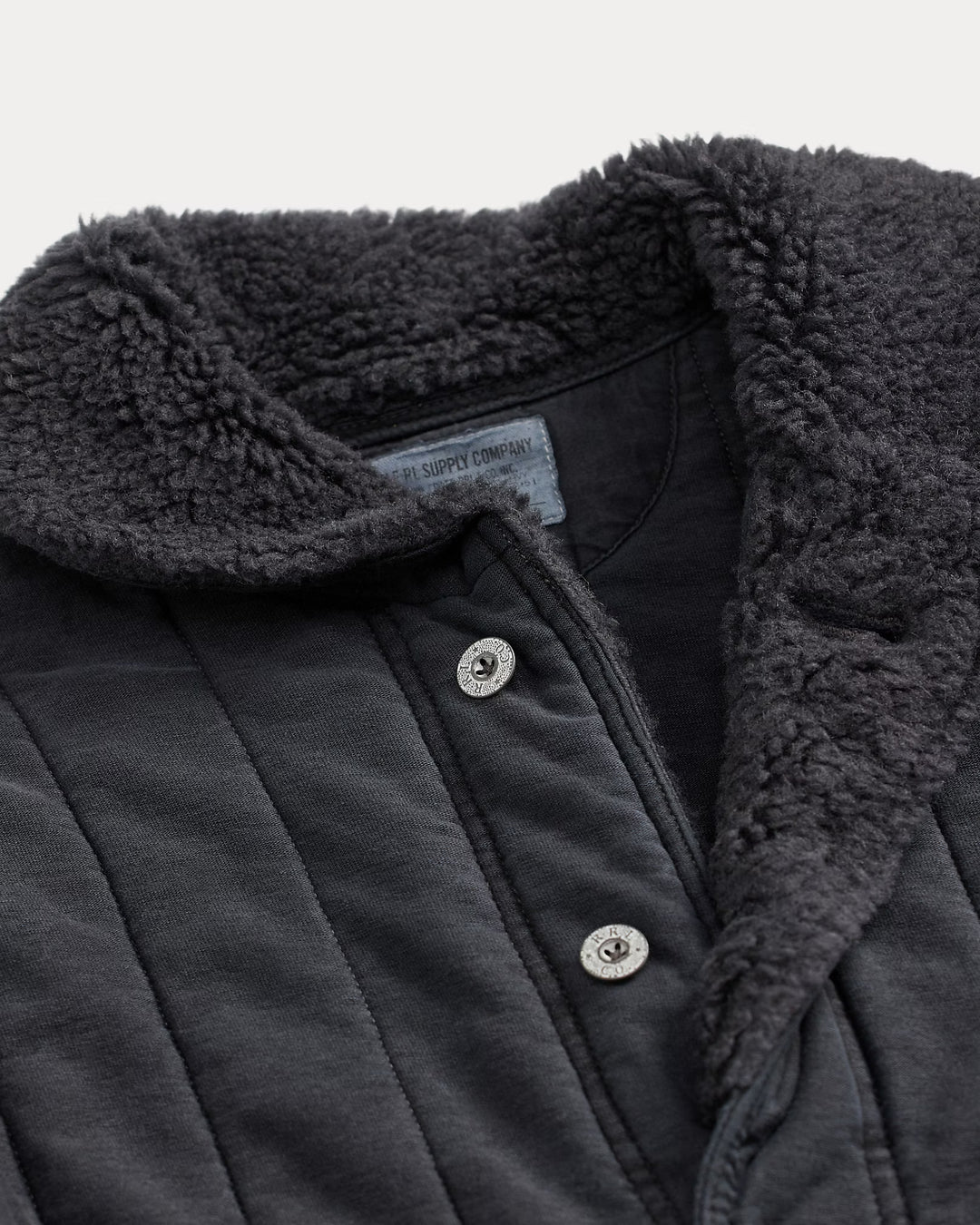 RRL Fleece-Collar Quilted Jersey Jacket - Faded Black