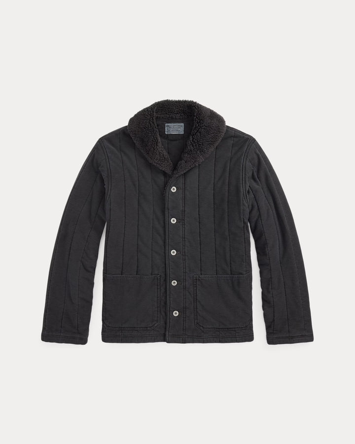 RRL Fleece-Collar Quilted Jersey Jacket - Faded Black