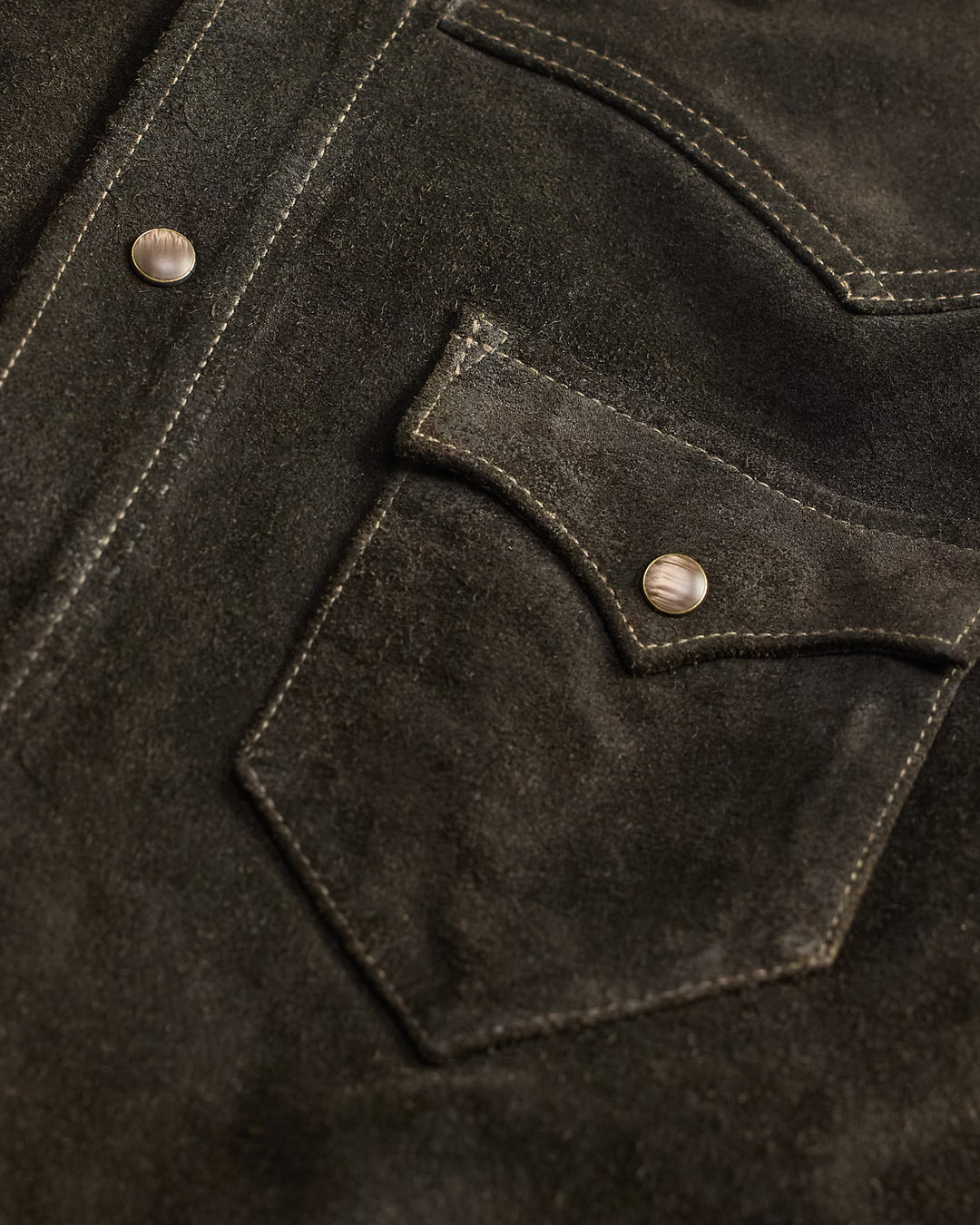 RRL Suede Western Shirt Jacket - Vintage Black