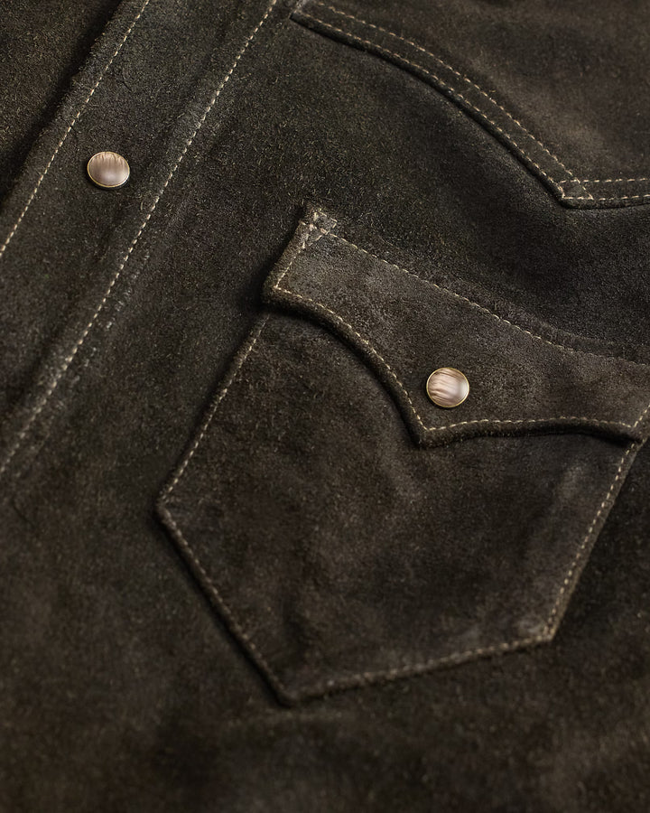 RRL Suede Western Shirt Jacket - Vintage Black