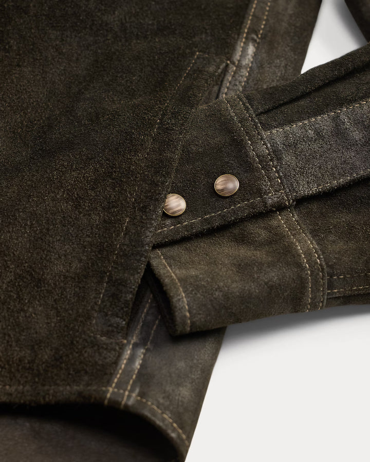 RRL Suede Western Shirt Jacket - Vintage Black