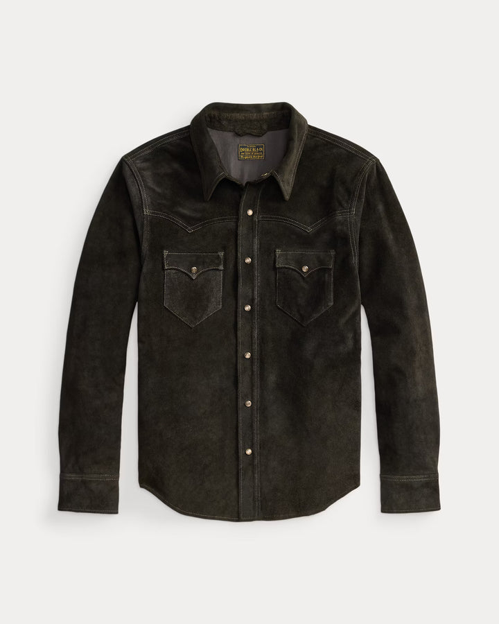 RRL Suede Western Shirt Jacket - Vintage Black