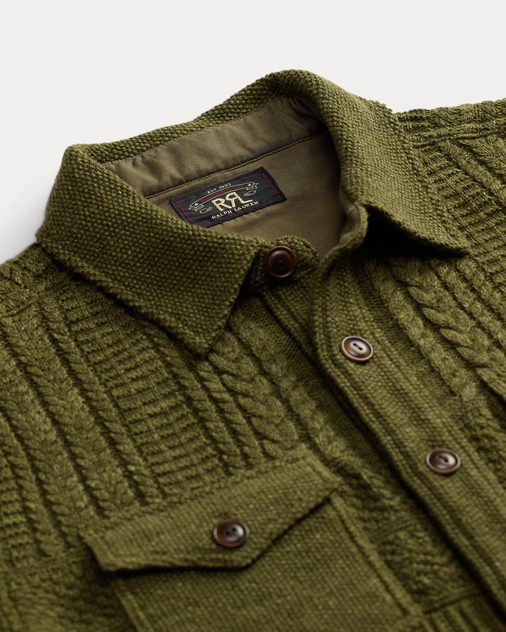 RRL - Cotton-Wool Workshirt Sweater in Olive