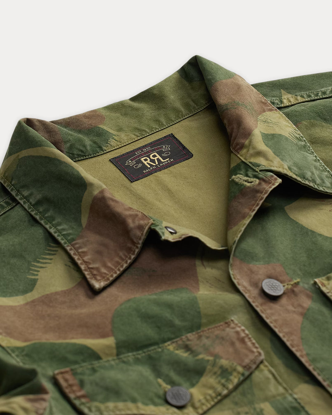 RRL Camo Poplin Overshirt - Brush Stroke Camo