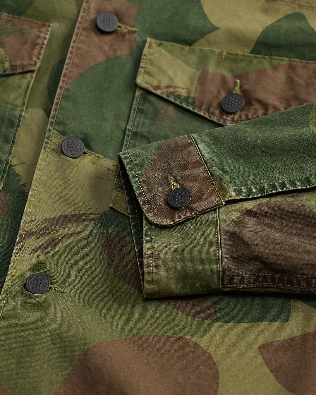 RRL Camo Poplin Overshirt - Brush Stroke Camo