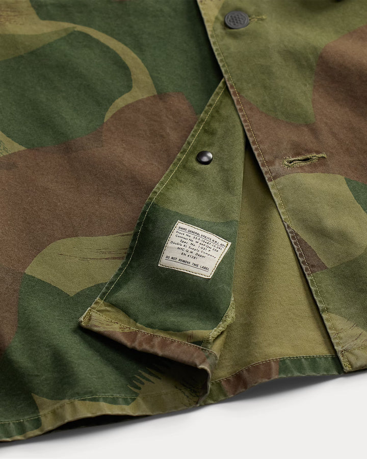 RRL Camo Poplin Overshirt - Brush Stroke Camo