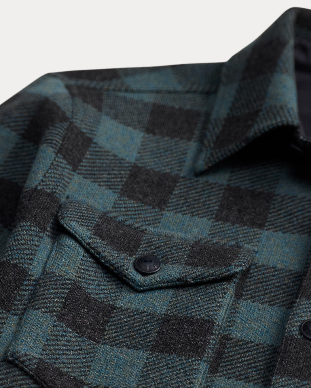 RRL Plaid Wool-Cashmere Workshirt Sweater -  Blue/Black Heather