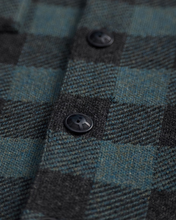 RRL Plaid Wool-Cashmere Workshirt Sweater -  Blue/Black Heather